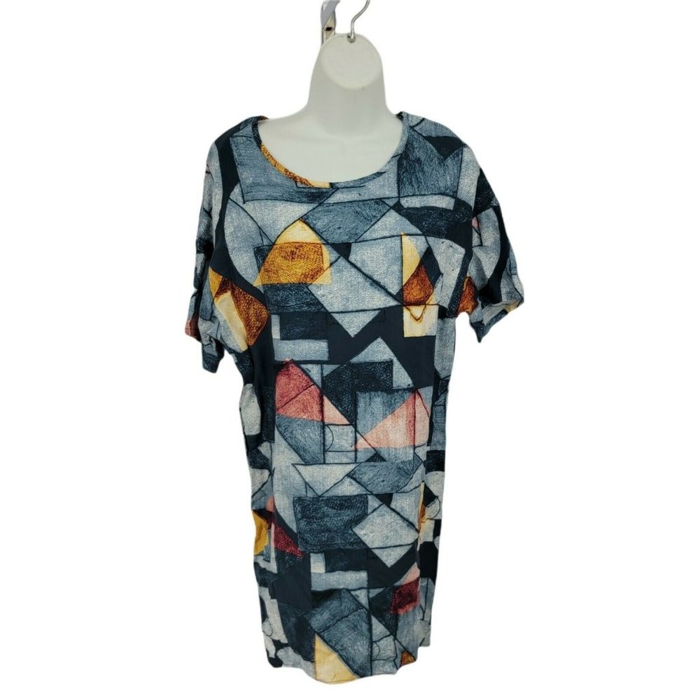 Native Youth Blue and Red Viscose Dress with Pockets Size XS